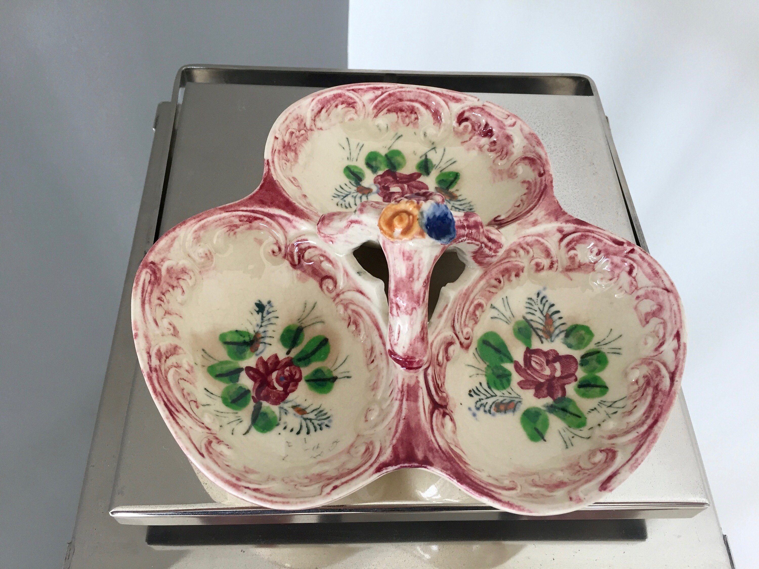 No.1333 TG CANDY 100g 3個 Vintage 3 SECTION CANDY DISH, Japan, Three Section Candy