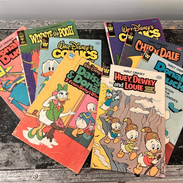 Vintage WALT DISNEY COMIC Books, Your Choice! Donald Duck,Chip 'N Dale, Huey, Dewey Louie, Daisy Duck, Retro Vintage Comic Books