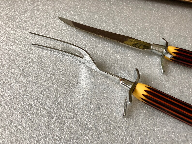 Vintage Glo-Hill Carving Set: Antler Handle Knife & Fork, Canada image 5