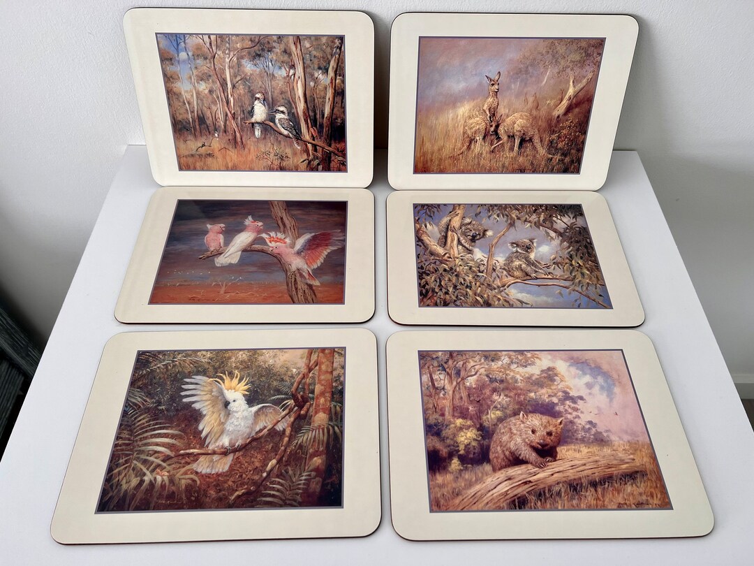 Vintage AUSTRALIAN WILDLIFE PLACEMATS, Signed Jason Placemats, Made in