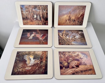 Vintage AUSTRALIAN WILDLIFE PLACEMATS, Signed Jason Placemats, Made in Australia, Luncheon Placemats, Artist Signed Australian Placemats