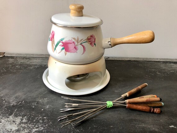 APPAREIL À FONDUE Vintage - Caquelon Émaillé Rouge Décor Floral Rétro - Années EUR 15,00 - FR APPAREIL À FONDUE Vintage - Caquelon Émaillé Rouge Décor Floral Rétro - Années EUR 15,00 - FR