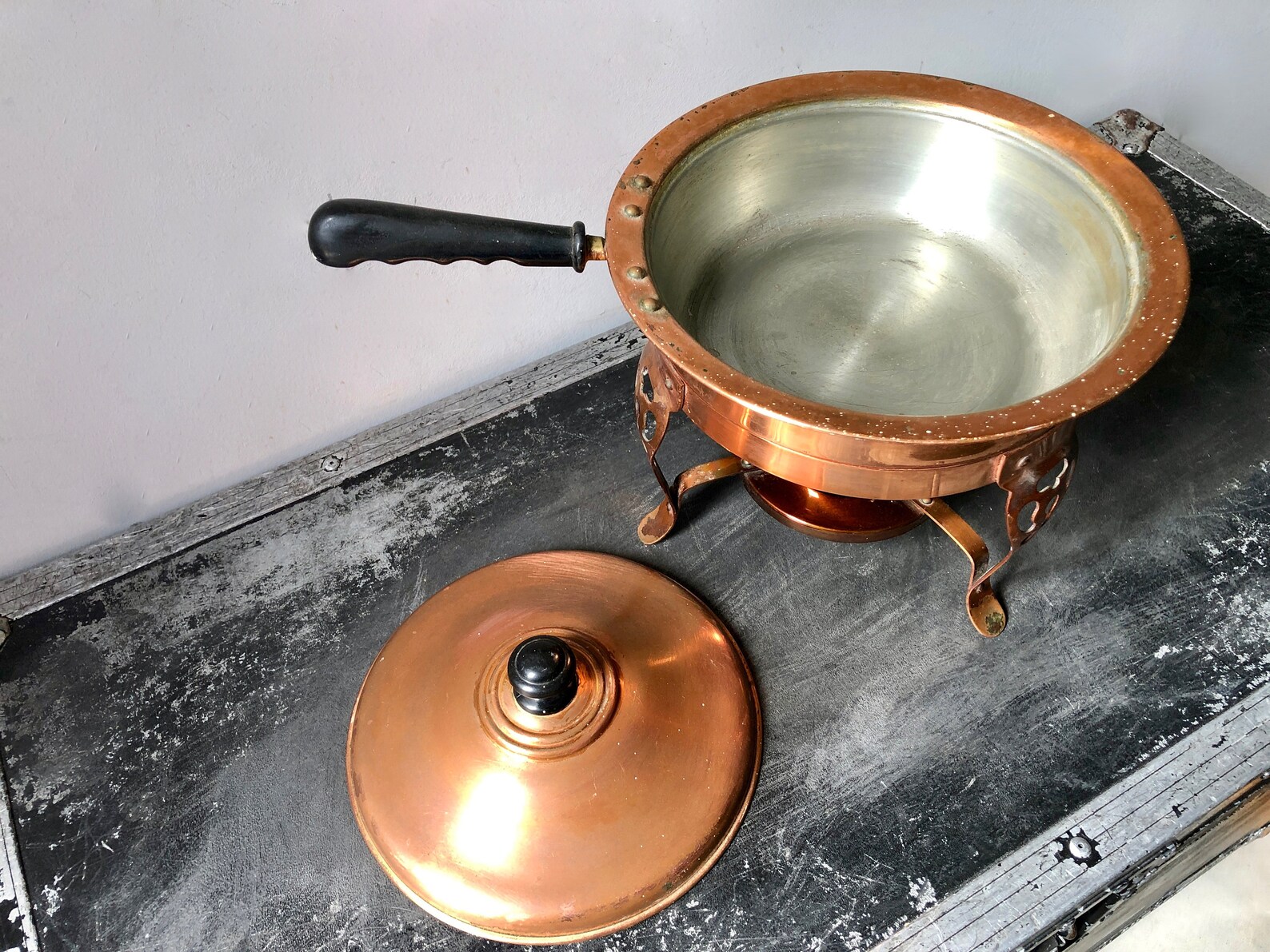 Vintage COPPER CHAFING DISH 5 Piece Double Pan Serving Dish Etsy