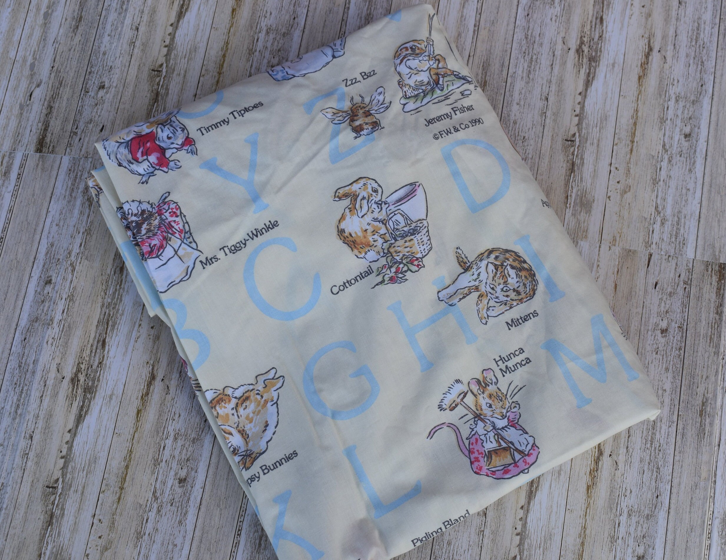 90 S Beatrix Potter Alphabet Twin Bed Sheets 50