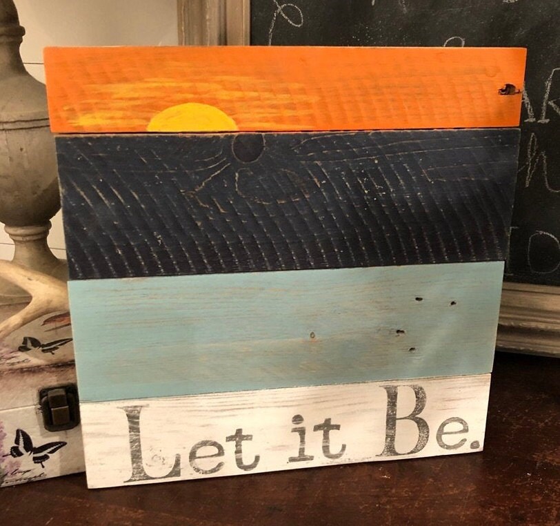 Beatles Let It Be Traduction Francais Wooden Let it Be Sign Hand Painted Beatles Boho Hippie | Etsy