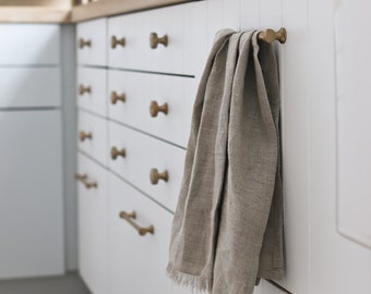 GRAIN SACK - Pure Linen Tea Towel - 100% linen kitchen towel, flax linen, red tea towel, frayed linen dish towel, handmade tea towel