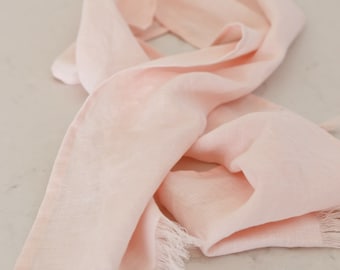 Pure Linen Handmade Scarf - color "Barley Pink" - softened finish, Short Linen Scarf, Women's, Kids Scarf, Linen Scarves, Pink Scarf