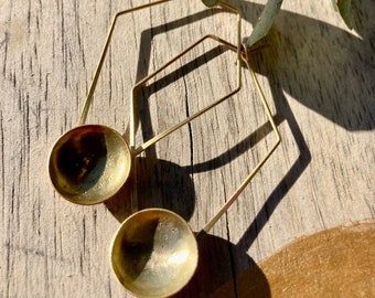 Hammered Brass Earrings. Brass Dangle Earrings. Minimalist Brass Jewelry.