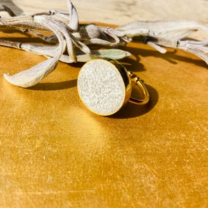 Gold Plated Ring with Concrete. Minimalist Concrete Ring. Cement Ring. Gold Plated Brass Adjustable Ring. Concrete Ring.