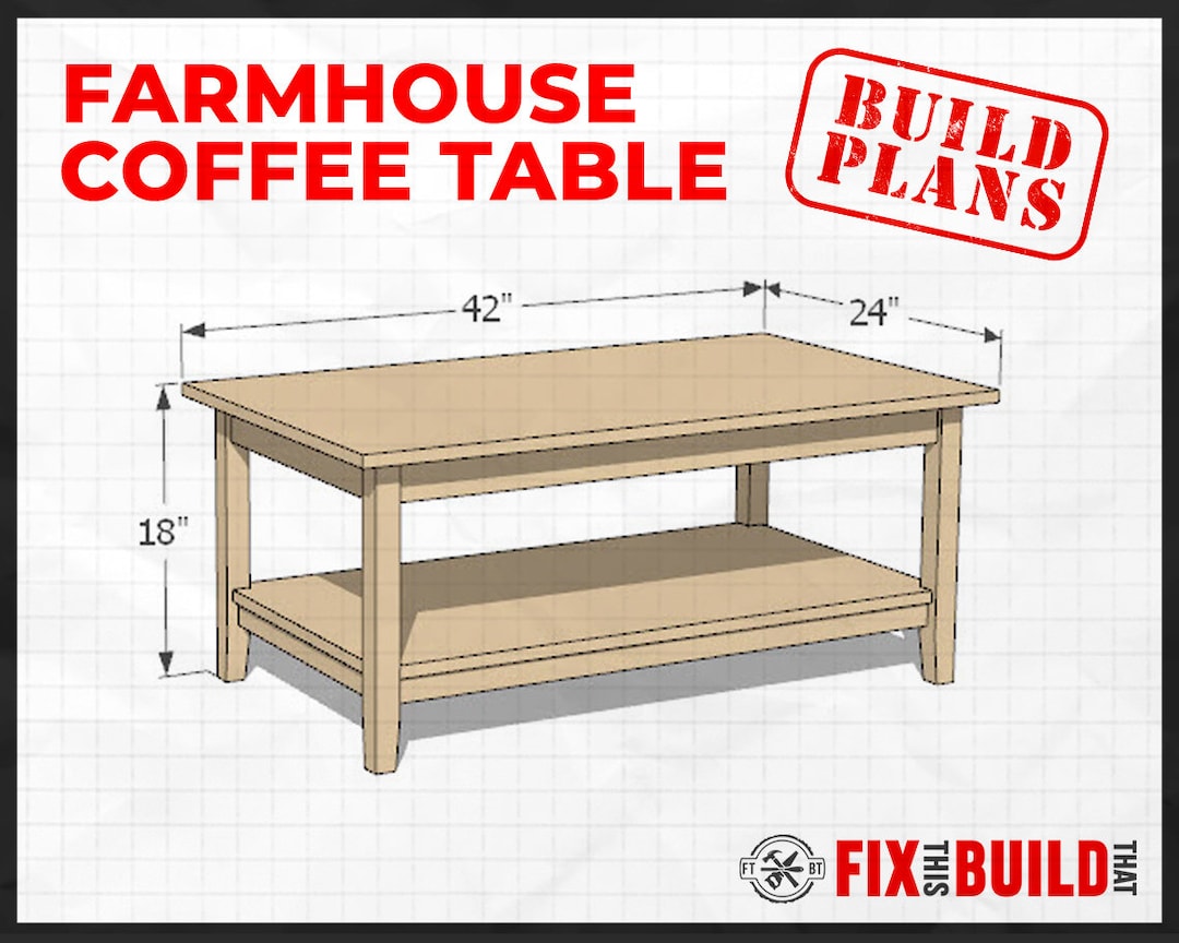 DIY Modern Farmhouse Coffee Table Plans - Etsy