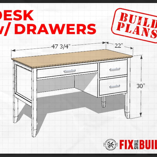 DIY Desk with Drawers Plans