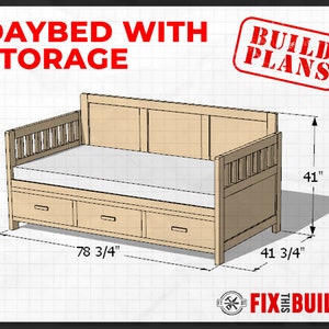 Daybed with Storage Drawers Twin Size Plans image 1