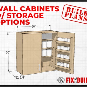 DIY Wall Cabinets with 5 Storage Options Plans