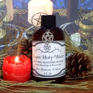 WITCHES HOLY WATERS, 4 oz., Lunar Holy Water, Pagan Blessing Water, Ritual Water, Rosemary Cleansing, Basil Cleansing, Witches Altar Tools