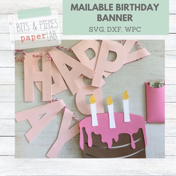 Mailable Birthday Party Banner SVG, Banner in an Envelope Project