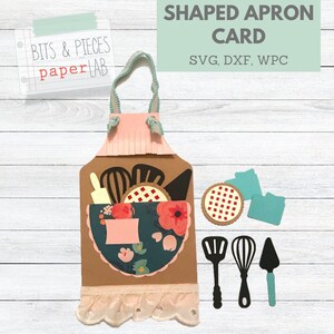 Shaped Apron Card SVG Cut Files, Baking Themed Card