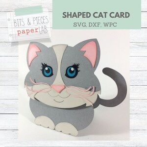Cartão de gato em formato SVG, SVG de gato, SVG de gatinho para amantes de gatos