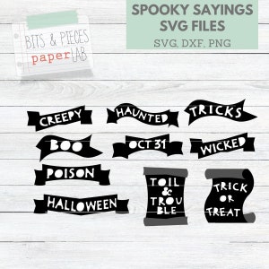 SVG Cutting Files: Spooky Sayings Halloween Banners