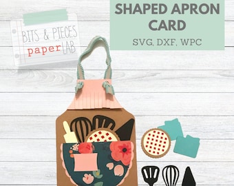 Shaped Apron Card SVG Cut Files, Baking Themed Card