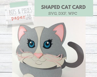 Shaped Cat Card SVG, cat SVG, kitty SVG for cat lovers