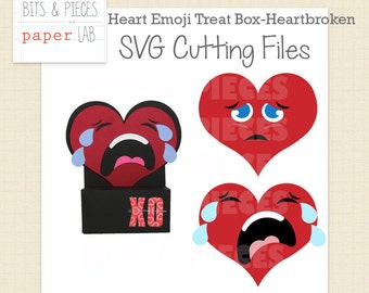 SVG Cutting Files: Heart Emoji Heartbroken Treat Box