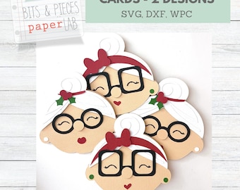 Mevrouw Claus-vormige kaart SVG Kerstkaart SVG