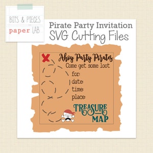 SVG File di taglio: Pirate Party invito SVG, SVG pirata, pirata mappa svg