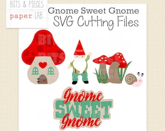 I file in formato SVG taglio: Gnome Sweet Gnome SVG, Gnome SVG, fungo svg
