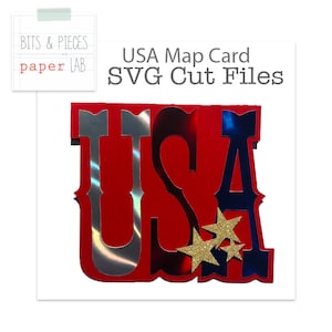 SVG Cutting Files USA Card, 4 juli SVG, Patriotic svg, Verenigde Staten Kaart