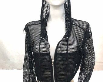 white fishnet jacket
