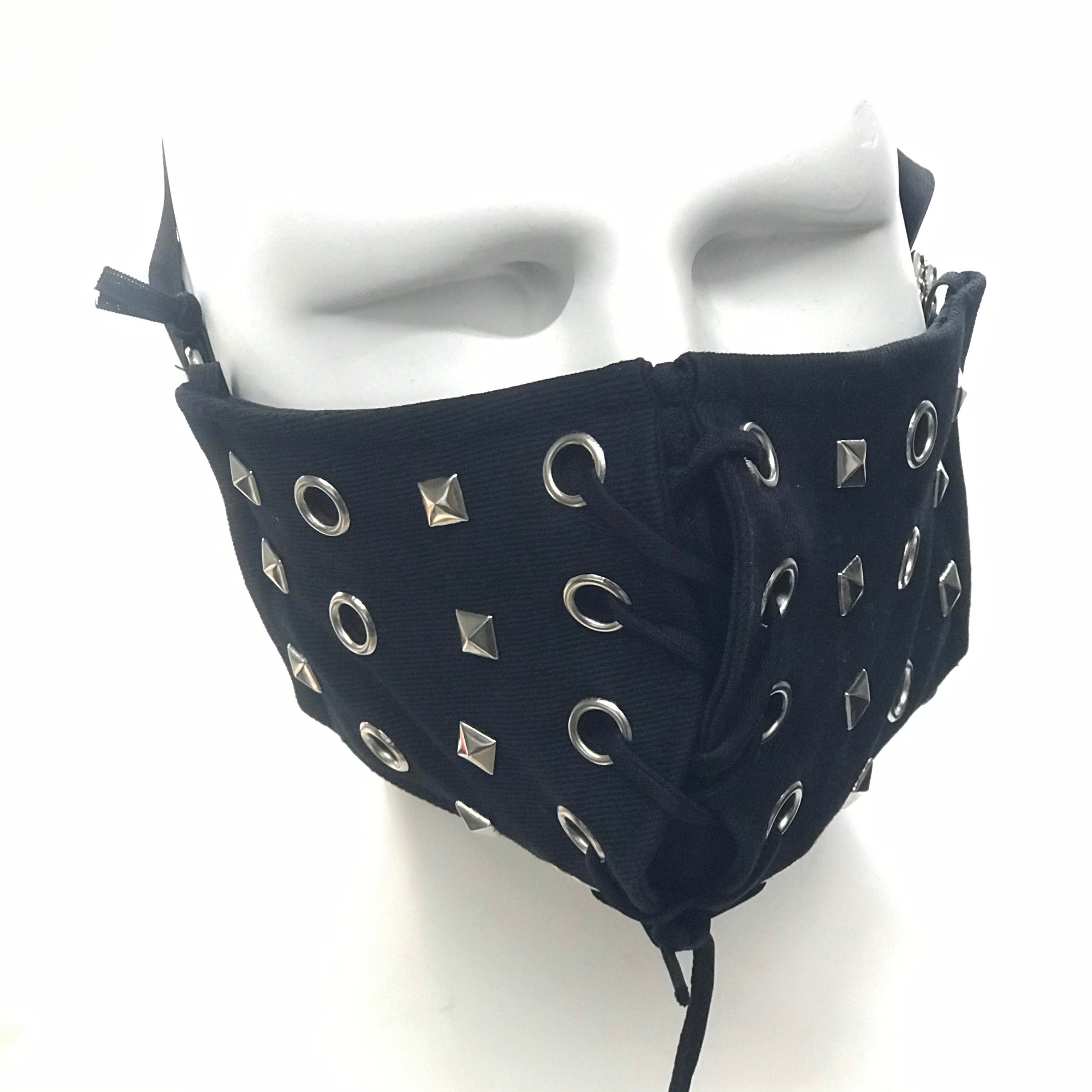 Techwear Gothic Punk Studded Eyelet Face Mask 3 Layers | Etsy