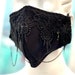 Gothic Lace Mask Victorian Masquerade steampunks, Black Teardrops Beads Re-useable Adult Face Mask With Nose Bridge Wire Hand Made in USA