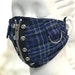 Techwear Gothic Punk Blue Plaid 2 Layers Fabrics Re-useable Face Masks With Nose Wire Filter Pocket Washable Adult 8”Hand Made in USA 