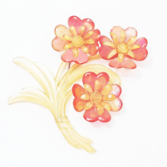 Vintage Celluloid Large Flower Brooch