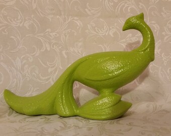 Lime Green Peacock Figurine