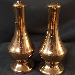Gold-Coated Porcelain Tall Salt/Pepper Shakers