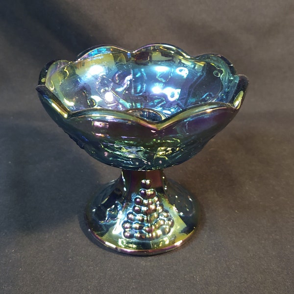 Blue Carnival Glass Candlestick Holder