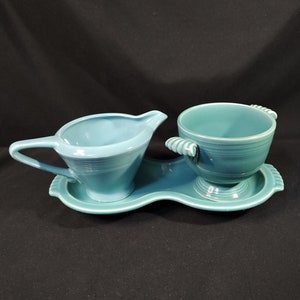 Fiesta Ware/Harlequin suikerpot/creamer met dienblad