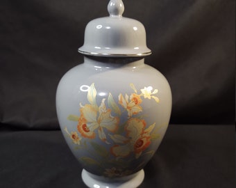 Japan Gray Floral Temple Jar