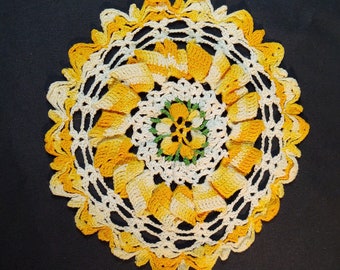 Cheerful Orange & Yellow Handmade Doily