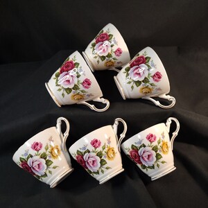 Regency Bone China Rose Teacups  Set of 6