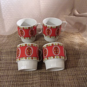 Orange MCM Floral Coffee Cups  Set of 4