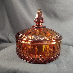 Indiana Glas Amber Prinses Patroon Candy Box