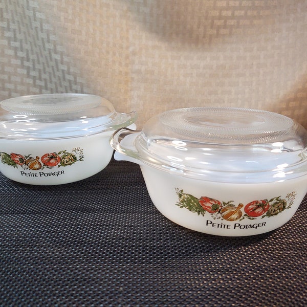 Petite Potager Fire-King Individual Casserole Dish Pair