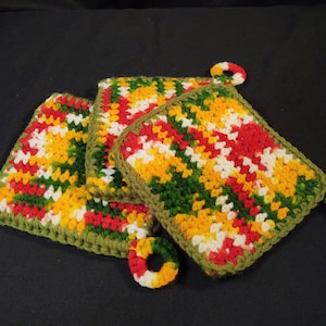 Homemade Crocheted  Potholder Trio