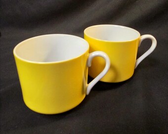 Fitz & Floyd Yellow Rondelet Stackable Coffee Mug Pair