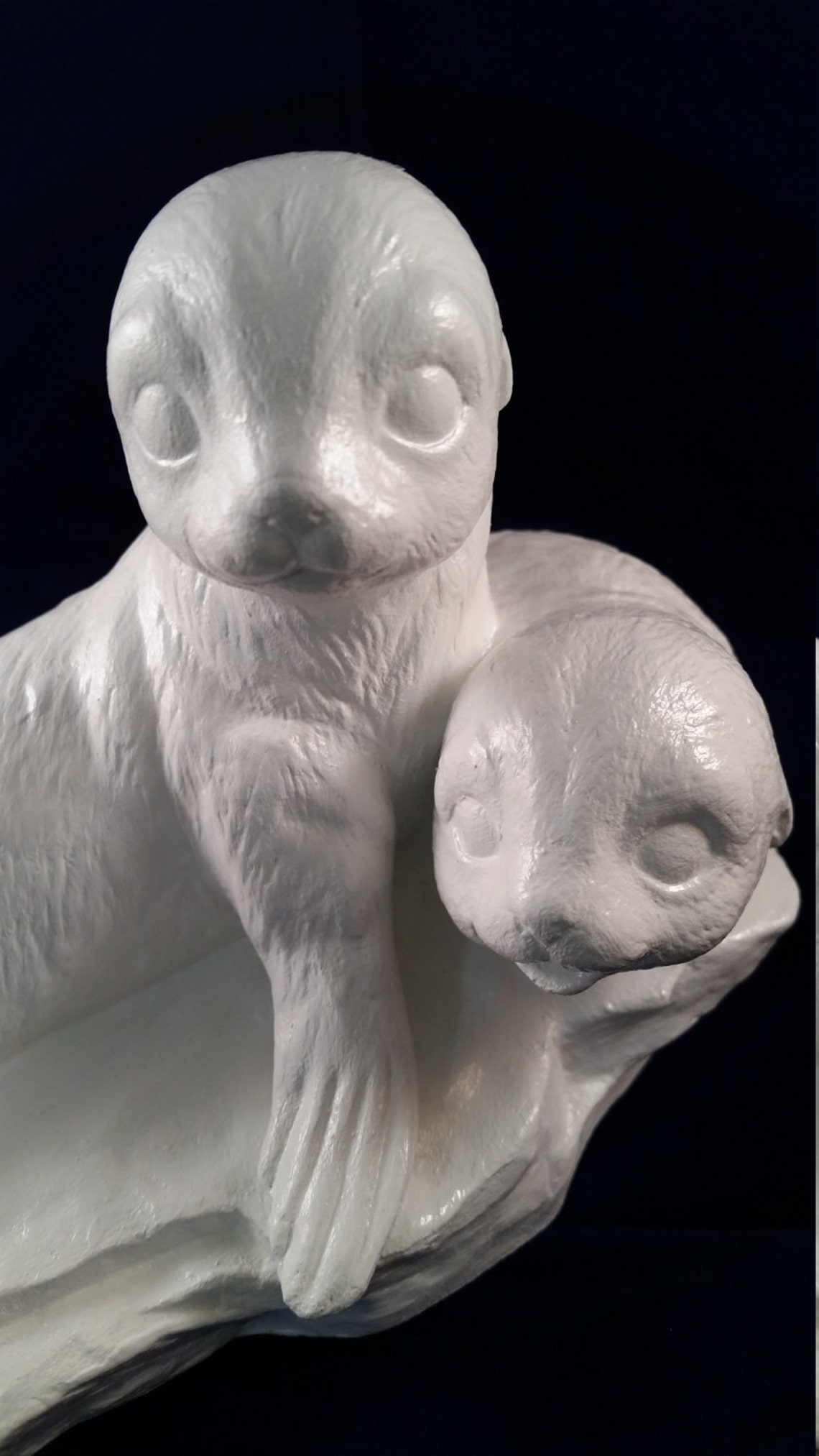 White Seal Pup Twins Figurine Etsy