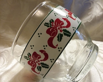 Holly & Red Ribbon Christmas Votive