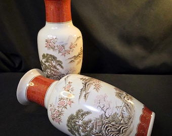 C C China Porcelain Satsuma Vase Pair