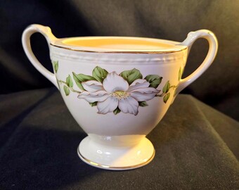 Eggshell Georgian Homer Laughlin  Floral Sugar Bowl